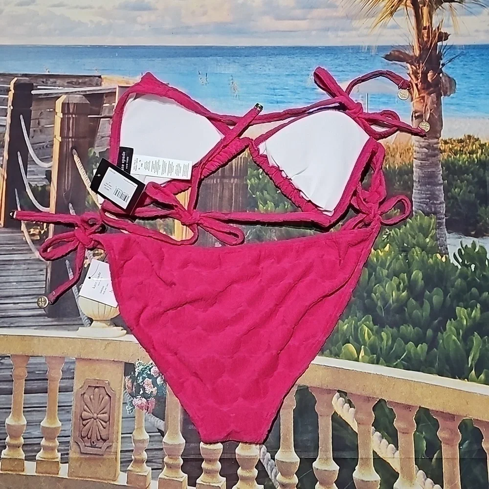 Kate Spade Halter Bikini Top & Classic Bikini Bottom 2 Pieces Swimsuit XL NWT